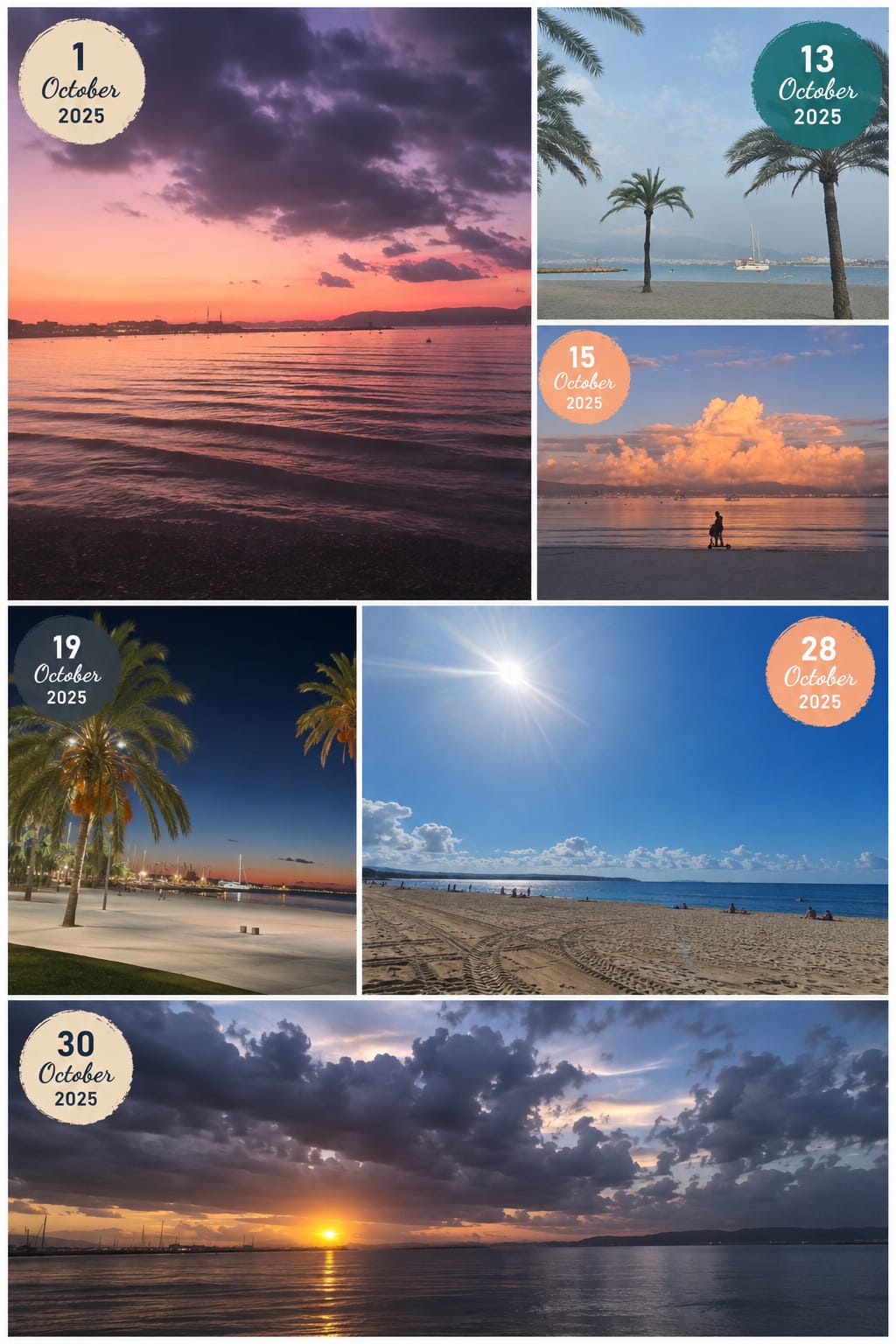 Photo diary of October days in S'Arenal: sunsets, palms, blue skies and a warm sea