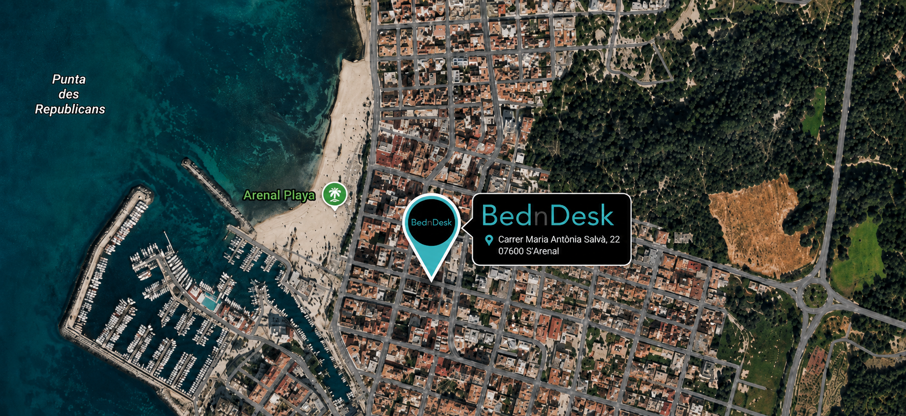 Luftbildansicht von BednDesk in S'Arenal, Mallorca