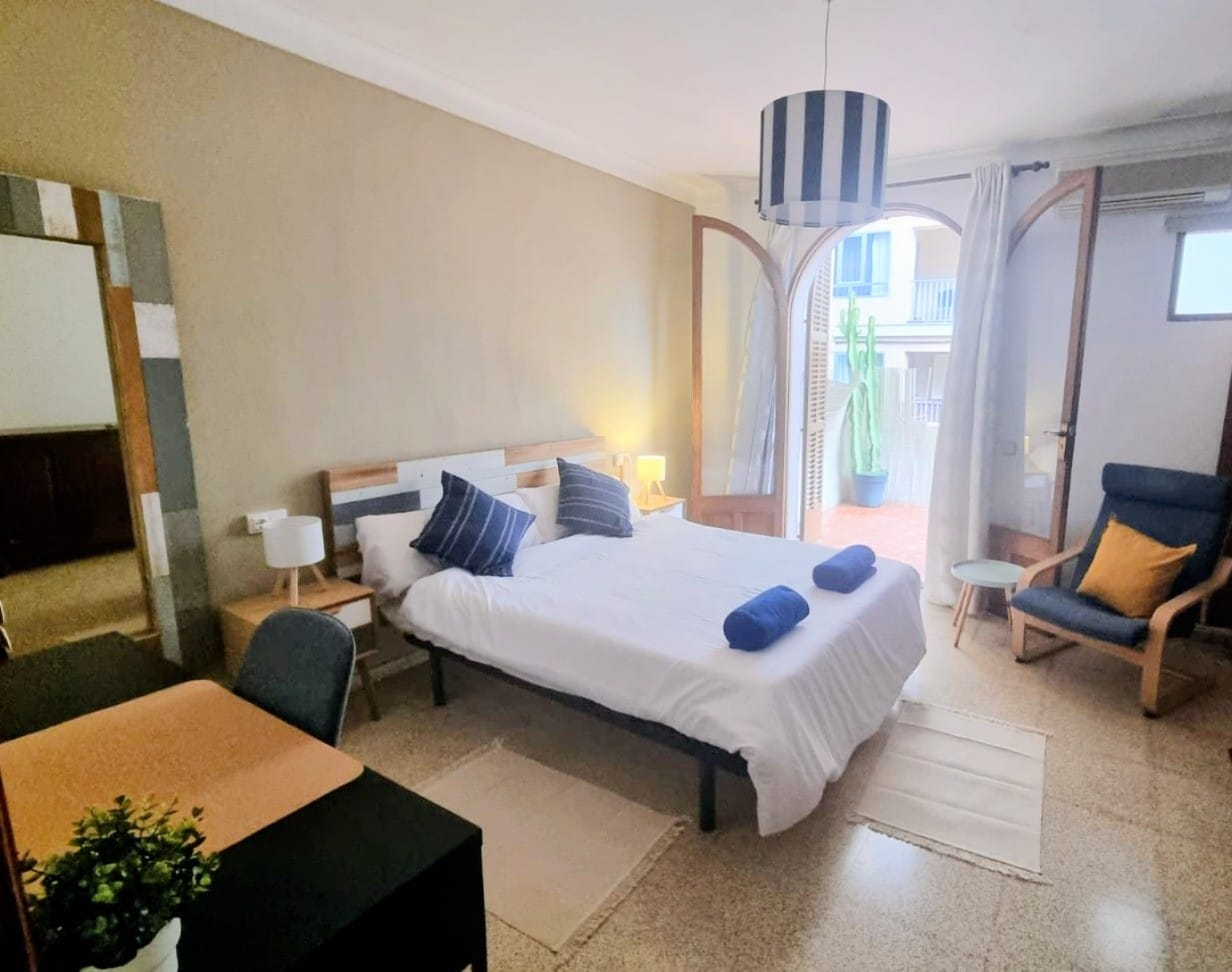 Premium private room with double bed and large private terrace