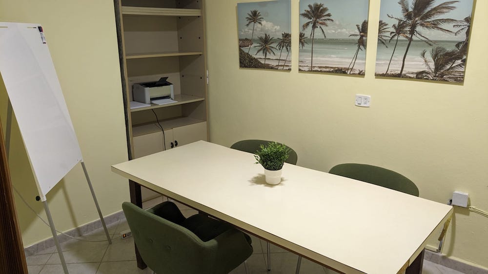 Private meeting room with whiteboard