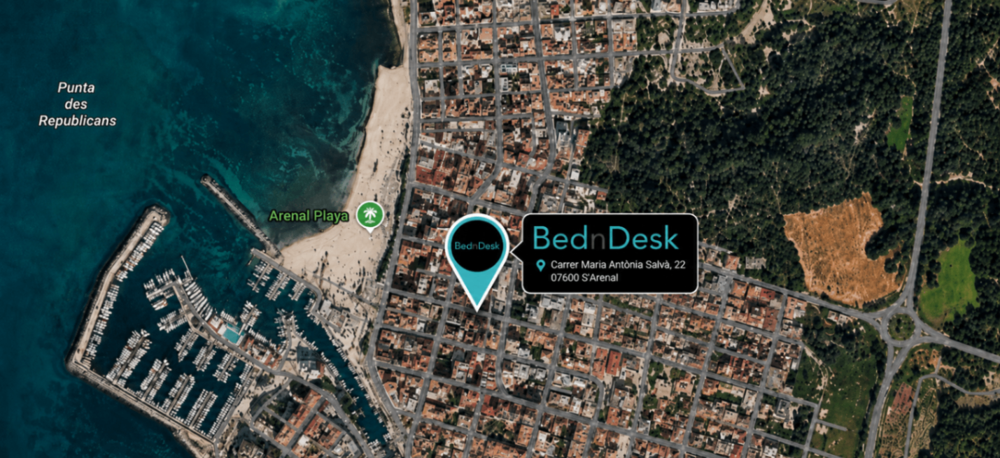 Map showing BednDesk's location in S'Arenal, Mallorca