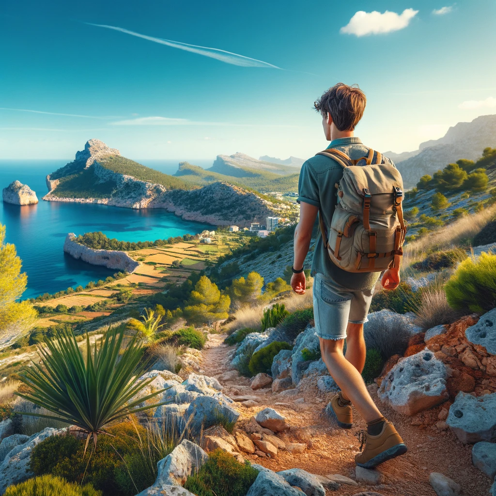 A digital nomad hiking in mallorca