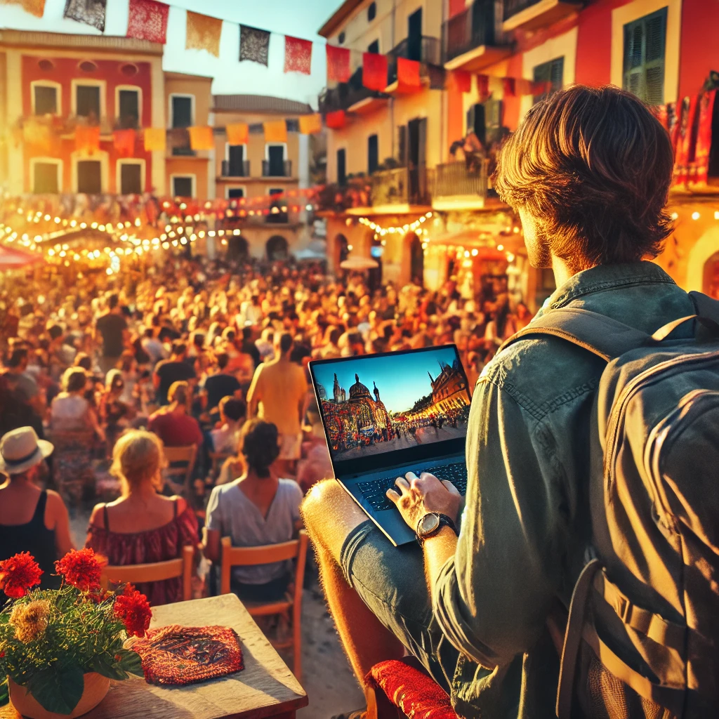 Digital nomad visiting a Mallorca local event